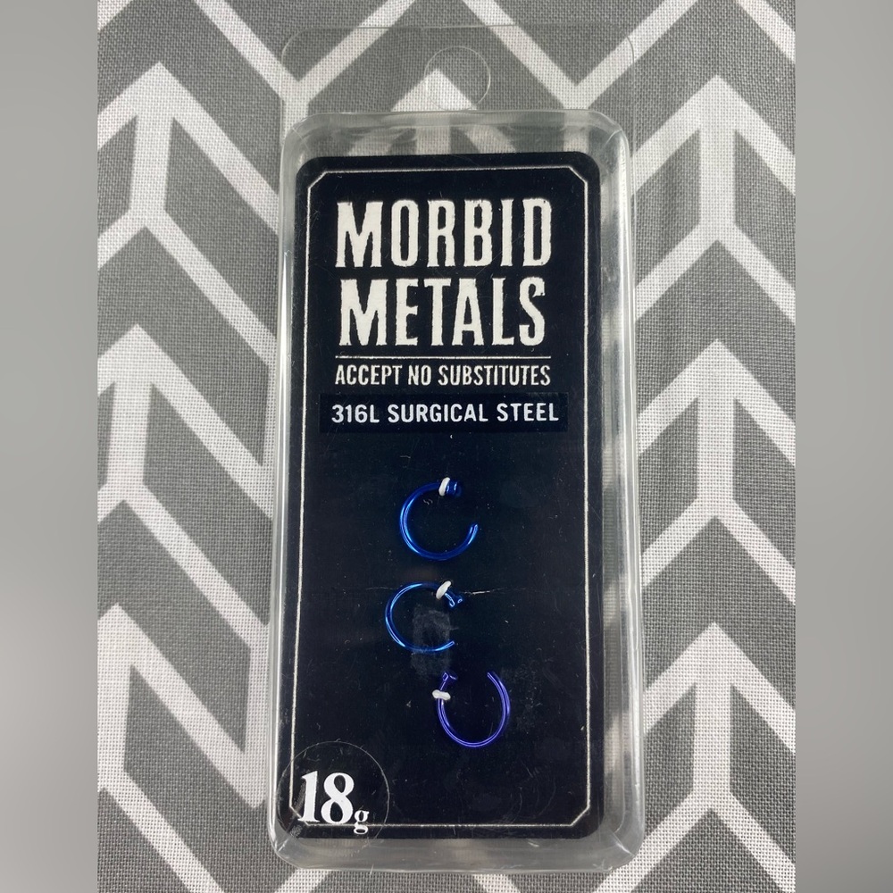Morbid Metals - Nose Hoop Surgical Steel - Blues - 3Pk - 18g